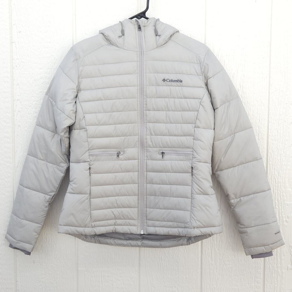 Columbia Women M Powder Lite Hooded Jacket Coat‎ Puffer Natural Omni Shield NWOT